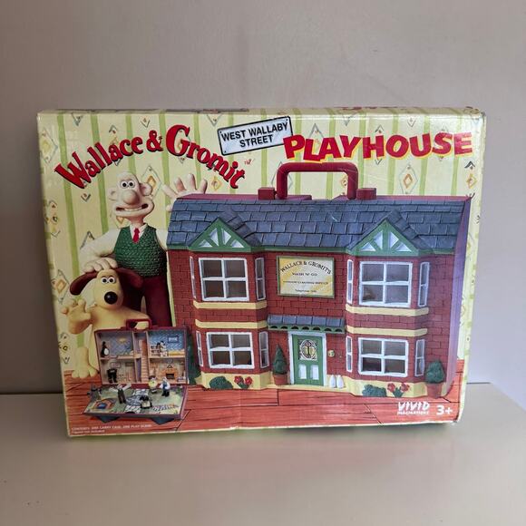 Wallace and Gromit West Wallaby Street Playhouse Vintage 1989 Travel Case Vivid - Picture 2 of 12